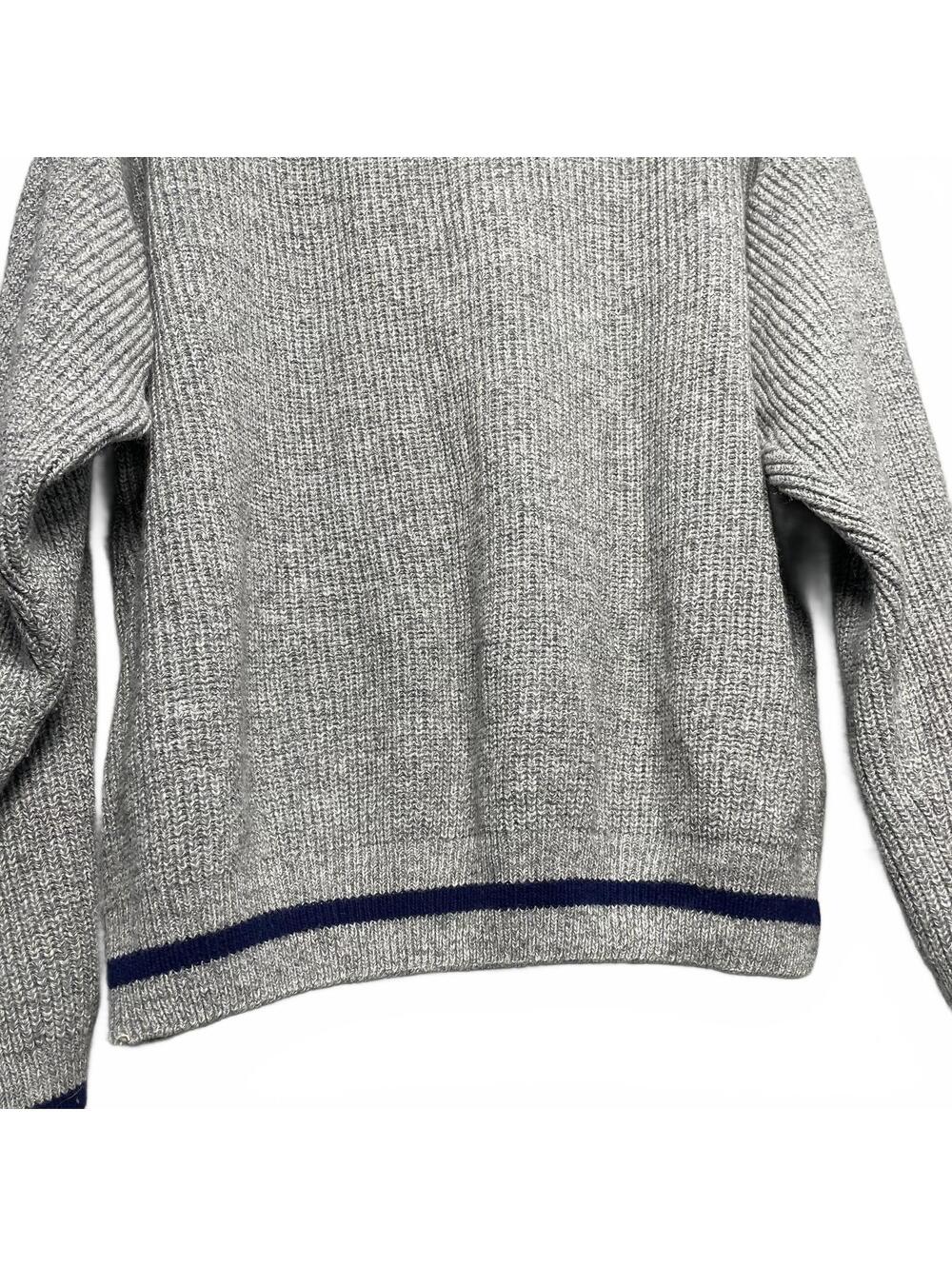 80's Vintage Oshkosh B'gosh Gray Crew Neck Sweater Navy Detail Mens L View 3